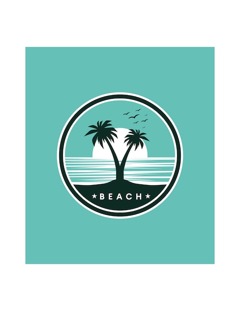 Vector sunset beach logo