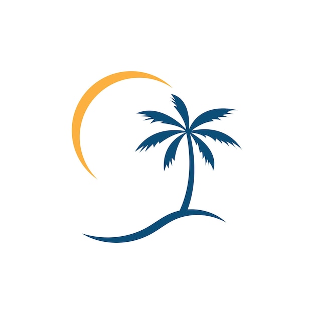 Sunset beach ocean logo and vector template