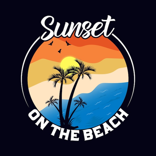 Sunset on the beach retro vintage summer design retro summer t shirt design