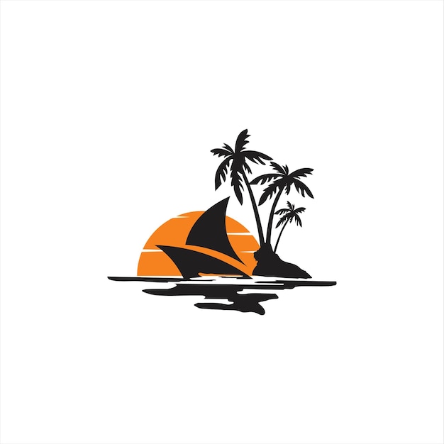 Tramonto spiaggia estate logo design