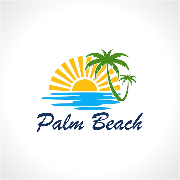 Шаблон векторного логотипа закатного пляжа