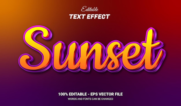 Vector sunset bewerkbare tekst-effect