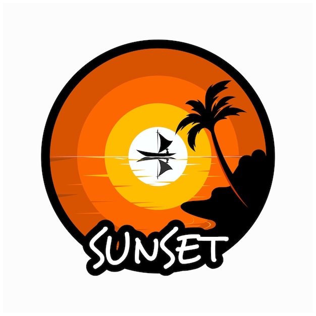 Premium Vector | Sunset by the beach logo design inspiration