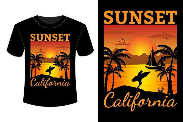 Sunset california t shirt design vintage retrò