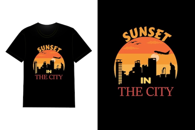 Sunset In The City T Shirt Design Retro Vintage