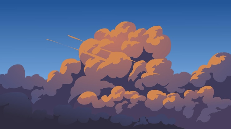 Vector sunset clouds painting style vector