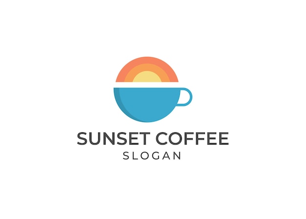 Sunset coffee logo design vector illustration