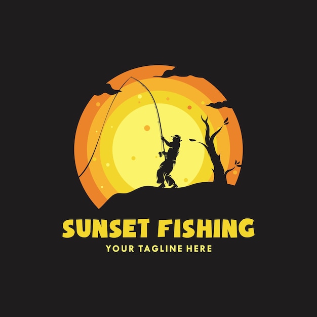 Sunset fishing concept illustration