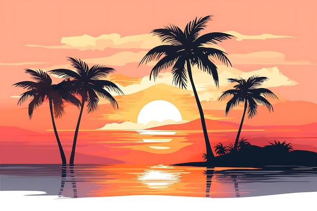 Sunset Free Vector Exotic Style