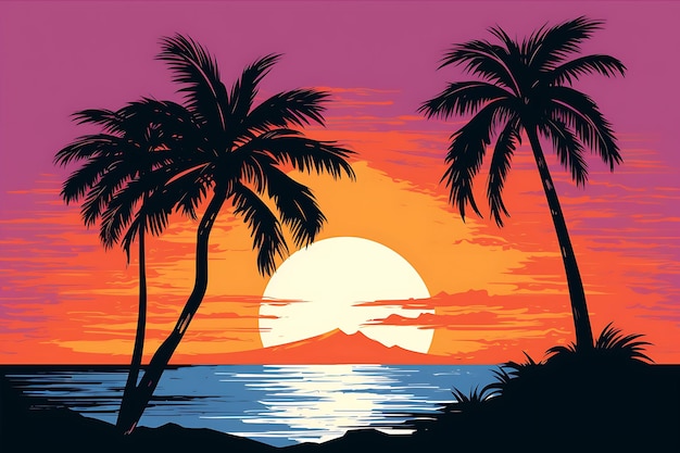 Sunset Free Vector Style