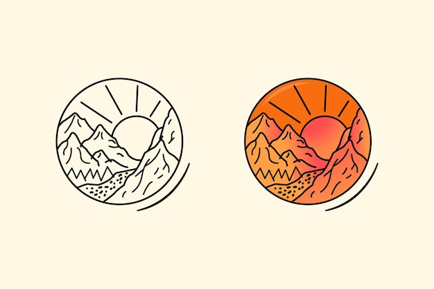 Vector sunset illustration drawing design