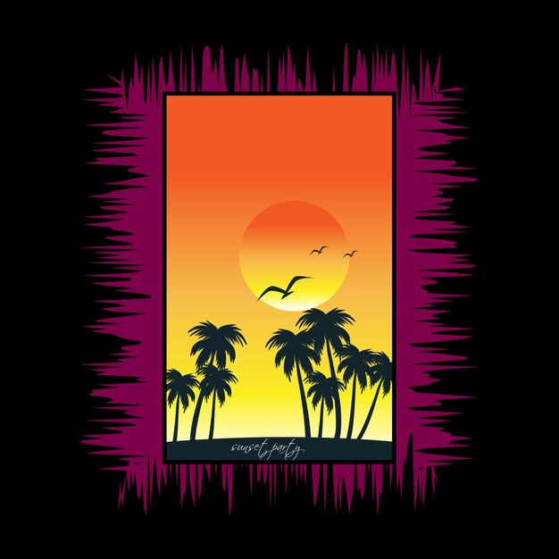 sunset illustration vector design