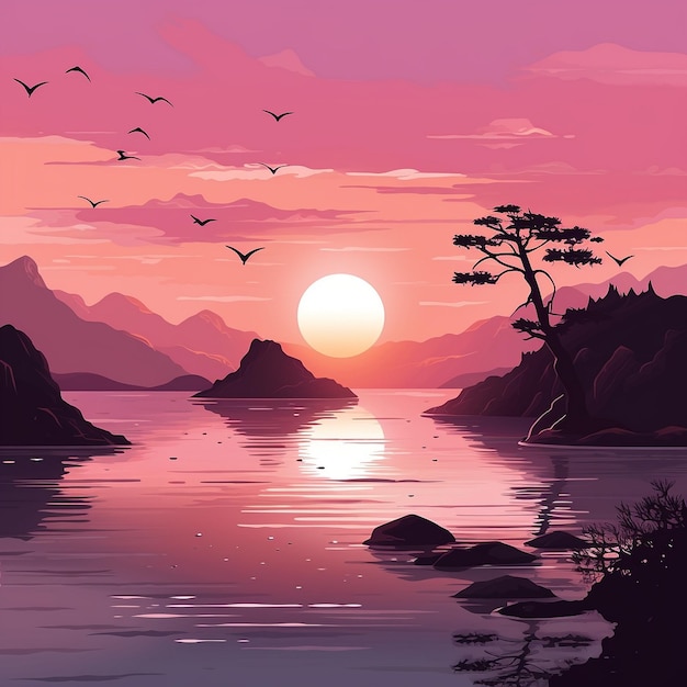 Vector sunset illustration