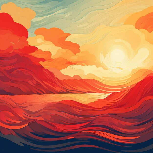 Vector sunset illustration