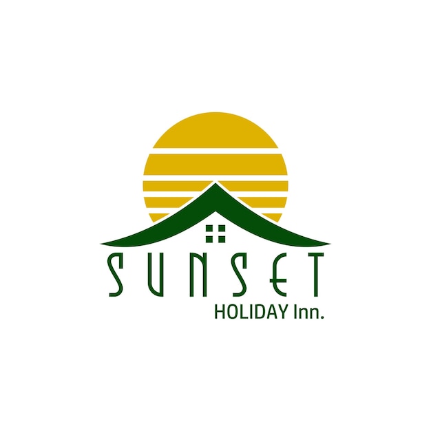 sunset inn vector illustration logo