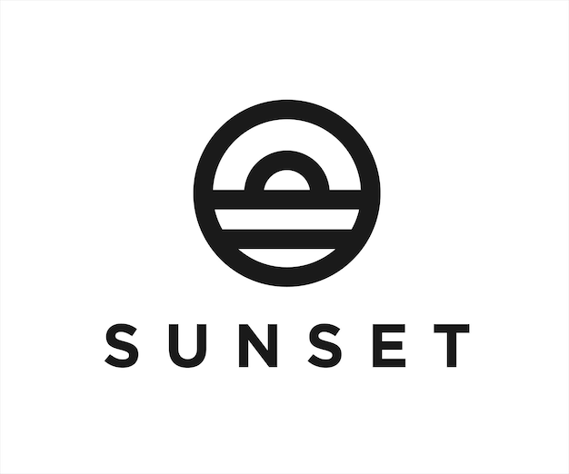 日没のロゴデザインのベクトル図