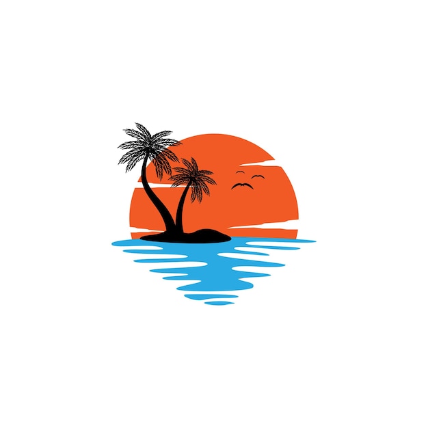 Sunset logo icon design template vector