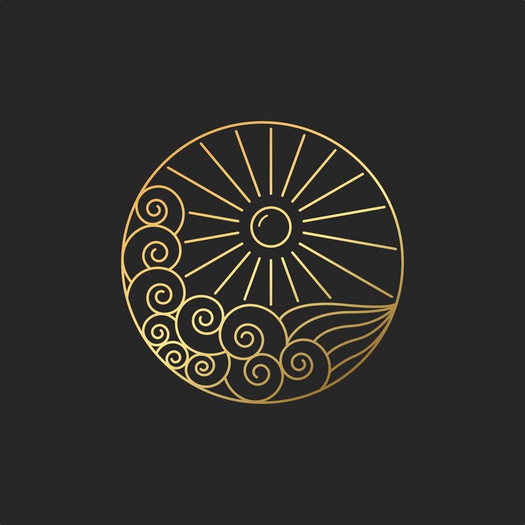 वेक्टर sunset logo in the ocean monoline style design
