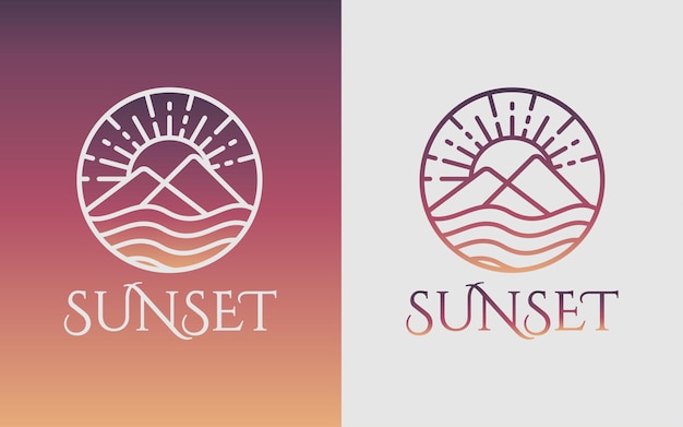 Sunset Logo Template Design. Premium Vector