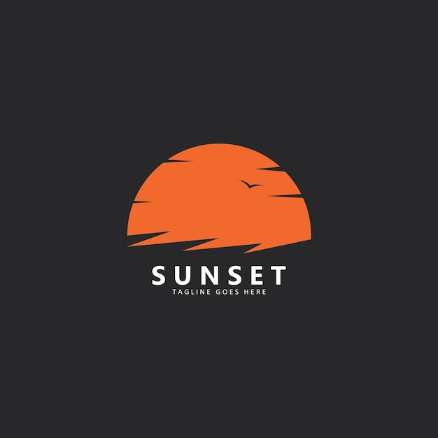 Sunset logo vector icon on black background illustration