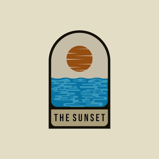 Sunset Logo Vector Illustration Design Sunset on the Beach Creative Logo Concept Inspiration
