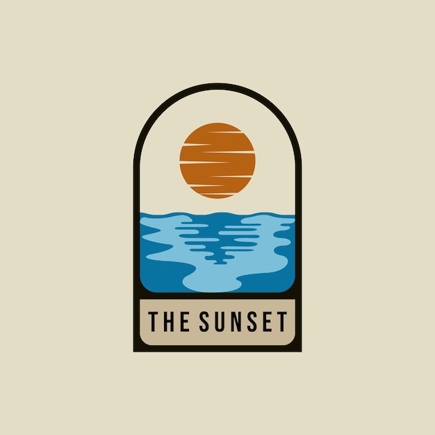 Sunset Logo Vector Illustration Design Sunset Vintage Logo badge Sunset on the Beach Creative Logo Concept Inspiration