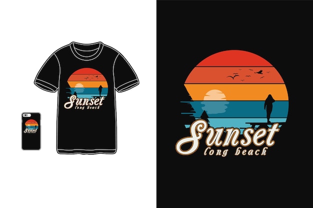 Sunset long beach t-shirt merchandise silhouette