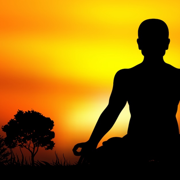 Sunset meditation silhouette