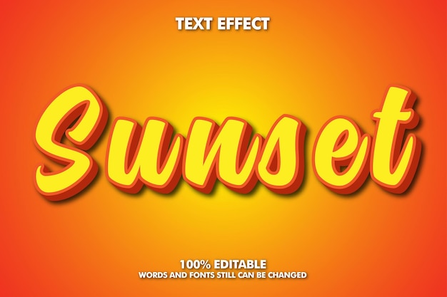 Sunset Modern bold 3d typography cartoon editable text effect