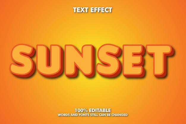Sunset Moderne vetgedrukte 3D-typografie cartoon bewerkbare tekst-effect
