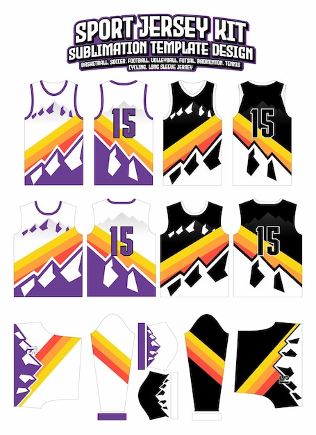 Sunset Mountain Concept Jersey sportkleding patroon ontwerpsjabloon