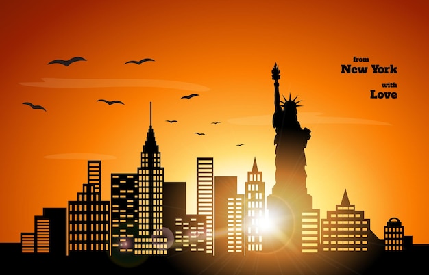 Vector sunset in newyork