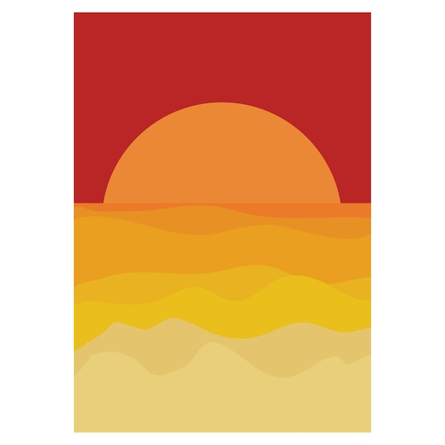 Sunset ocean vector minimalist