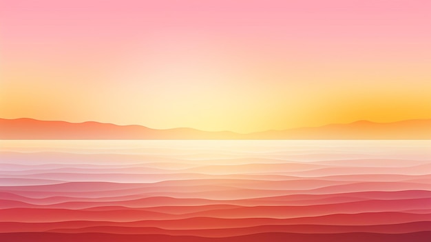 Vector a sunset over the ocean with mountains in the background