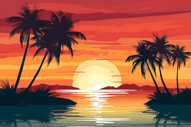 Sunset Picture Palm Trees