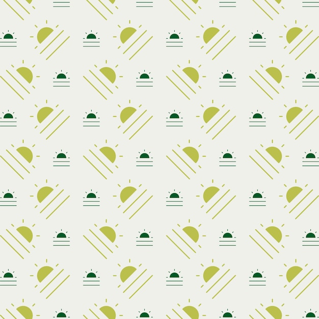 Sunset rare trendy multicolor repeating pattern vector illustration green design