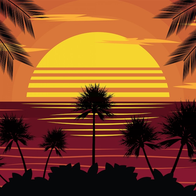 Sunset on sea graphic