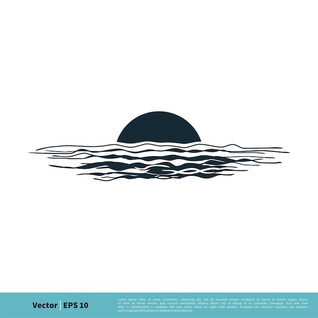 海のアイコン ベクトルのロゴのテンプレート イラスト デザイン ベクトル EPS 10 の夕日
