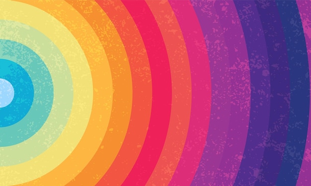 Sunset of Summer smooth rainbow art circle vintage background vector design