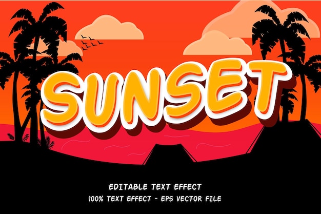 Vector sunset text effect modern style