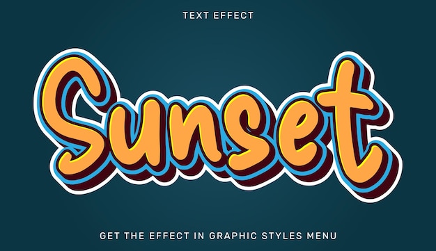 Sunset text effect template in 3d style