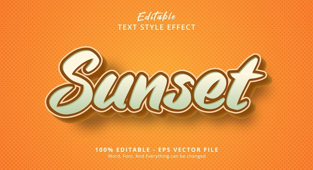 Sunset text on headline style orange color editable text effect