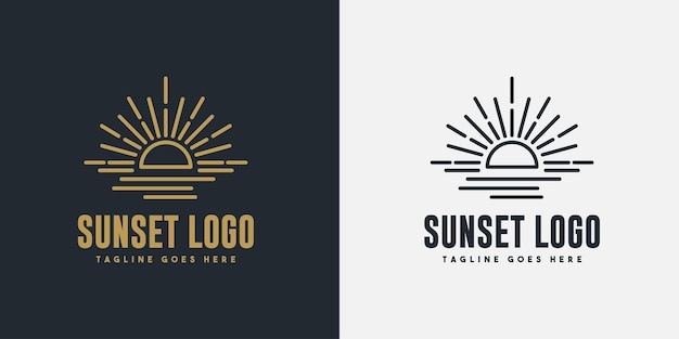 Vector sunset vector minimalistic logo for branding label