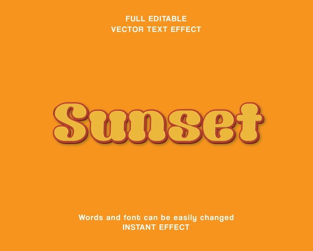 Sunset vintage retro editable text effect template with abstract style use for business brand