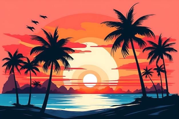 Sunset vrije vector stijl