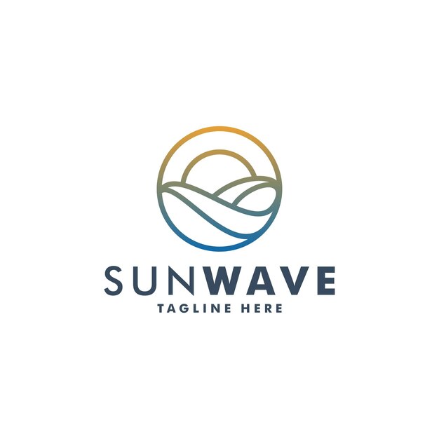 Sunset wave logo design vector illustration