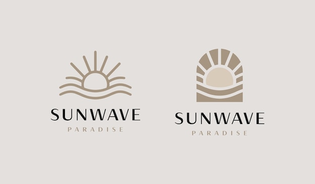sunset wave logo template universal creative premium symbol vector illustration