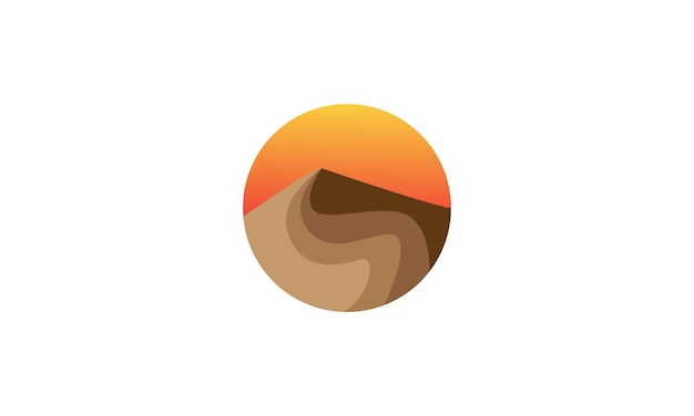 Sunset with desert mountain logo vector symbol icon design illustration