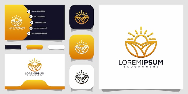 Sunset with farm logo design