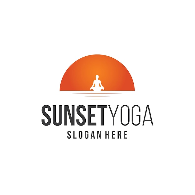 Вектор Шаблон логотипа sunset yoga